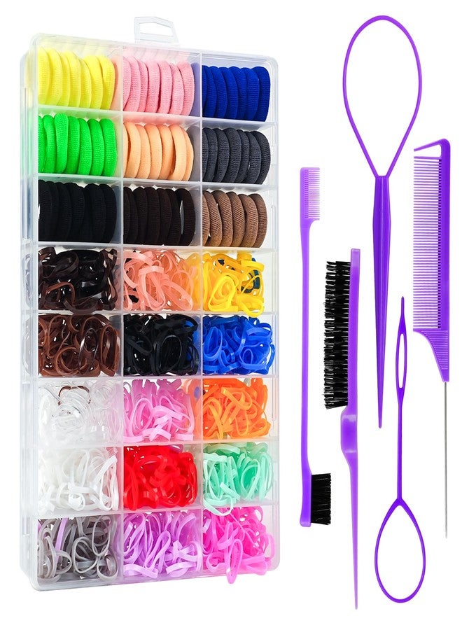 Goffing Toddlers Hair Accessories Set for Girls - Colorful Small Rubber Bands,No Damage Elastic Hair Ties and Topsy Tail Tools - Image 1